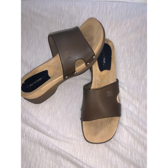 Womens 90s Y2K Candies Black Rubber Slip On Clog Platform Sandals Size 7 - Picture 1 of 6